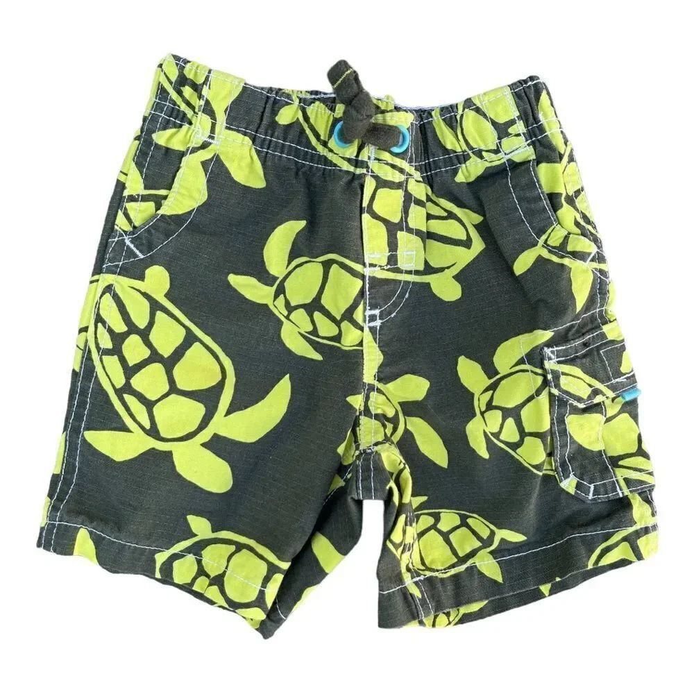 Carter’s Shorts, 24 Months Turtles Gray Yellow Elastic Waist, EUC Beach Hawaiian